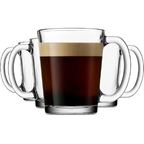 Godinger Coffee Mugs, Italian Made Glass Coffee Mug, Hot Beverage Tea Cups, Glass Cups, Drinking Glasses - 10oz., Set of 4 in Kuwait