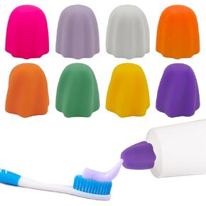 AFUNTA Silicone Toothpaste Cap, 8 Pcs Self Closing Toothpaste Cap Toothpaste Dispenser Squeezer for Children and Adults, Mess-Free, No Waste
