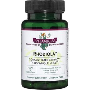 Vitanica Rhodiola Rosea Root Extract 200mg, Dr. Formulated, 3% Rosavins & 1% Salidroside, Rhodiola Root 85mg, Vegan, 60 Capsules