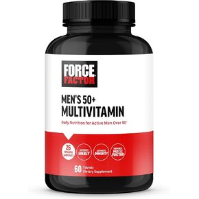 Force Factor Men’s Multivitamin 50 Plus, Multivitamin for Men with 26 Vitamins and Minerals, and Phytonutrients to Support Energy, Immunity, and Muscle Function, 60 Tablets