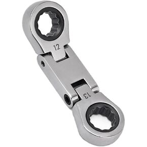Stubby Wrenches Set, Flex Head Ratcheting Wrench Set Double Box End Ratchet Wrench Metric 8-19mm 5 Pieces (8 to 19 all)