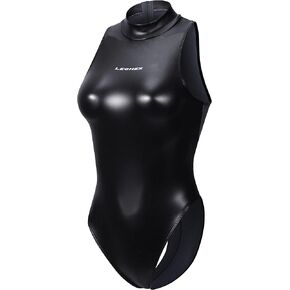 Metallic Shiny Spandex Leotard Sexy Sheer Rave Hot Bodysuit High Neck Cute One Piece Swimsuit Monokini