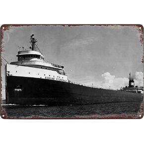 SS Edmund Fitzgerald Freighter Poster Vintage Metal Tin Sign Wall Art Plaque Decor for Home Bar Pub Club Cafe 8x12 inch