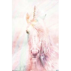 Trends International Pink Unicorn Wall Poster, 14.725" x 22.375", Barnwood Framed Version