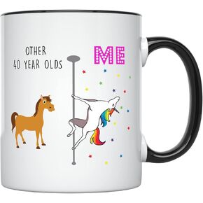 YouNique Designs 40th Birthday Mug, 11 Ounces, Funny 40th Birthday Coffee Cup For Women, Unicorn Mug …