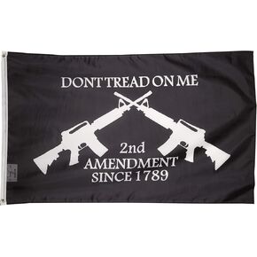 2nd Amendment Don't Tread on Me AR-15 M16 Crossed Rifles Flag 3'x5' Black Guns