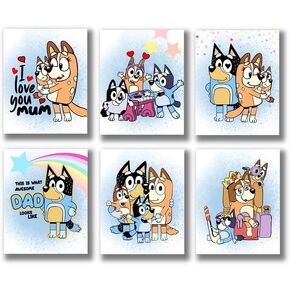 OrtixArt_ مطبوعات ملصق أزرق - 6 عبوات (8 × 10 بوصات) زينة عيد ميلاد زرقاء غير مؤطرة، لوازم حفلات عيد ميلاد زرقاء، غرفة زرقاء، ملصق حائط أزرق، ديكور غرفة نوم أزرق، فن حائط أزرق، هدية زرقاء - فن حائط أزرق، ديكور حائط أزرق، in Kuwait