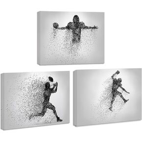 Football Wall Decor, Football Rugby Canvas Wall Art Prints, Framed Football Posters, Sports Room Decor For Men Kids Teenagers, American Football Poster Set For Bedroom Man Cave, Football Boys Bedroom Decor