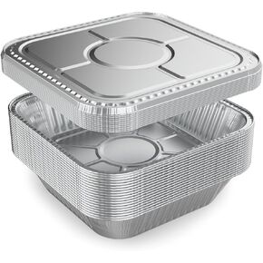 WANBAO 30 Pcs Disposable Aluminum Tin Foil Baking Pans Bakeware Square 8'' X 8'' X 2'' Inch Meal Prep for Catering, Baking Cakes, Breads, Brownies, Bread, Meatloaf, Lasagna
