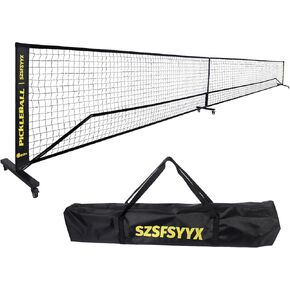 Movable Deluxe Heavy Duty Pickleball Net with Wheels,22 FT Regulation Size Including Carrying Bag,Sturdy Metal stand and upgraded PE Nets, perfectly straight, suitable for Indoor Outdoor