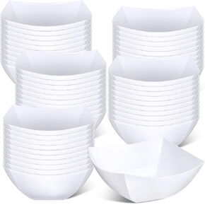 Tanlade 50 Pcs Square Plastic Serving Bowls Disposable Snack Salad Bowl Small Party Bowls Candy Bar Containers Taco Bar Serving Dishes for Buffet Chips Fruit (Clear,8 oz)