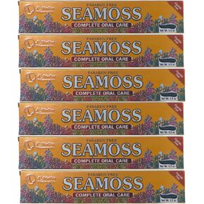 Seamoss Toothpaste with Clove, Tea-Tree, Neem, Babool, and Eucalyptus Oils - Refreshing Oral Care for Sensitive Teeth - Halal - Pack of 6