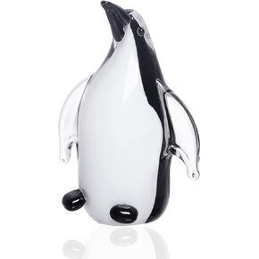 LONGWIN Hand Blown Glass Penguin Sculpture Art Crystal Animal Figurine Collectible Desk Decoration Ornaments