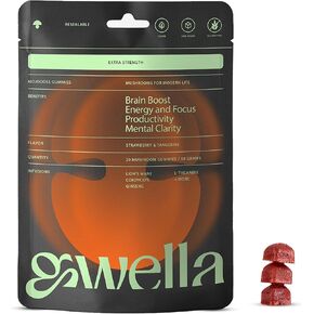 Strawberry Tangerine w/Lion’s Mane, Panax Ginseng, Ginger Root, Nootropics, and Cordyceps, Vegan, Soft-Chews, Gummy for Cognitive Support (20 Count) Pack of 01