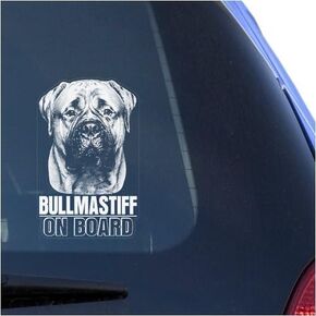 Bullmastiff Clear Vinyl Decal Sticker for Window, Bull Mastiff Dog On Board Sign Art Print