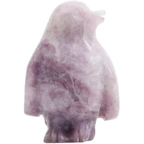 YGLINE Penguin Gifts for Women Men,Gemstone Crystal Penguin Figurine Animal Carving Statue Office Home Decor (lilac crystal)