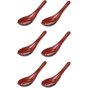 JapanBargain 2384, Chinese Soup Spoons Asian Japanese Chinese Wonton Soba Rice Pho Ramen Noodle Soup Spoons, Black/Red, Set of 2