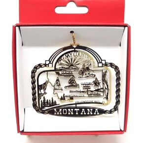 Montana Big Sky Country Brass State Christmas Ornament Yellowstone Billings Glacier National Park + More