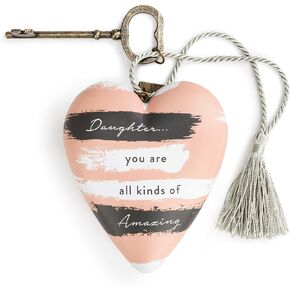 DEMDACO Daughter Amazing Peach 4 x 3 Resin Stone Art Heart Locket Figurine