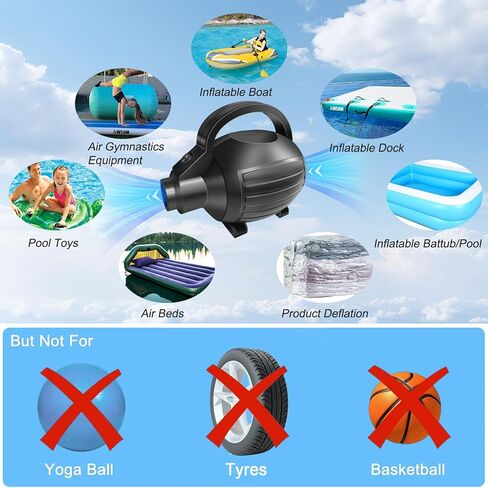 مضخة هواء كهربائية قابلة للنفخ، مضخة مرتبة هوائية بتيار مستمر 12 فولت، مضخة نفخ سريعة التعبئة، مضخة هواء محمولة للتخييم في الهواء الطلق/القارب/حمام السباحة، 4 فوهات in Kuwait