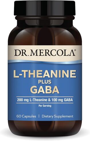 Dr. Mercola L-Theanine plus GABA, 30 Servings (60 Capsules), 200 mg L-Theanine and 100 mg GABA Per Serving, Dietary Supplement, Support Sleep and Mental Focus, Non-GMO in Saudi Arabia