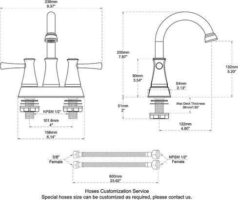 Bathroom Sink Faucet 2 Handles Black Centerset Bathroom Faucet Brass Lavatory Vanity Faucet with Pop up Drain and Supply Lines in Saudi Arabia