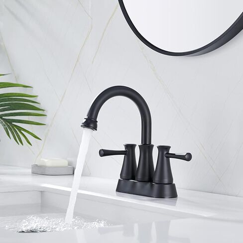 Bathroom Sink Faucet 2 Handles Black Centerset Bathroom Faucet Brass Lavatory Vanity Faucet with Pop up Drain and Supply Lines in Saudi Arabia