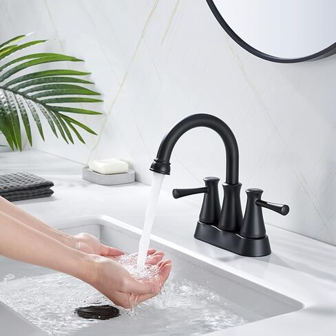 Bathroom Sink Faucet 2 Handles Black Centerset Bathroom Faucet Brass Lavatory Vanity Faucet with Pop up Drain and Supply Lines in Saudi Arabia