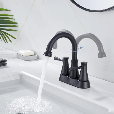 Bathroom Sink Faucet 2 Handles Black Centerset Bathroom Faucet Brass Lavatory Vanity Faucet with Pop up Drain and Supply Lines in Saudi Arabia