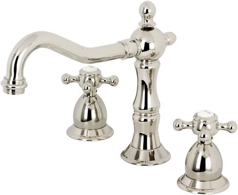 Kingston Brass KS1976BX Heritage Widespread Bathroom Faucet, Polished Nickel, 7.56 x 7.44 x 2.44 in Saudi Arabia