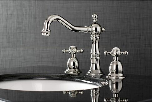 Kingston Brass KS1976BX Heritage Widespread Bathroom Faucet, Polished Nickel, 7.56 x 7.44 x 2.44 in Saudi Arabia