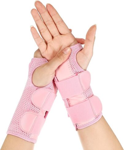 1 Pair Wrist Brace Carpal Tunnel for Men Women Arthritis Wrist Brace Protector Night Sleep Removable Wrist Support Carpal Tunnel for Helping People Have a Better Sleep (Pink, Small/Medium) in Saudi Arabia
