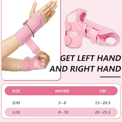 1 Pair Wrist Brace Carpal Tunnel for Men Women Arthritis Wrist Brace Protector Night Sleep Removable Wrist Support Carpal Tunnel for Helping People Have a Better Sleep (Pink, Small/Medium) in Saudi Arabia