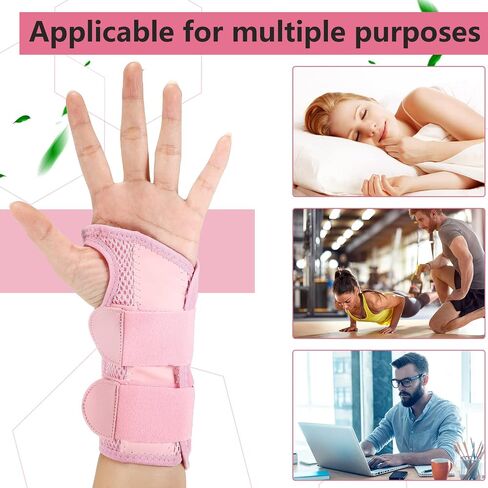 1 Pair Wrist Brace Carpal Tunnel for Men Women Arthritis Wrist Brace Protector Night Sleep Removable Wrist Support Carpal Tunnel for Helping People Have a Better Sleep (Pink, Small/Medium) in Saudi Arabia