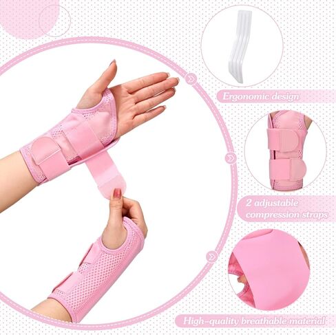 1 Pair Wrist Brace Carpal Tunnel for Men Women Arthritis Wrist Brace Protector Night Sleep Removable Wrist Support Carpal Tunnel for Helping People Have a Better Sleep (Pink, Small/Medium) in Saudi Arabia