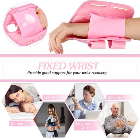 1 Pair Wrist Brace Carpal Tunnel for Men Women Arthritis Wrist Brace Protector Night Sleep Removable Wrist Support Carpal Tunnel for Helping People Have a Better Sleep (Pink, Small/Medium) in Saudi Arabia