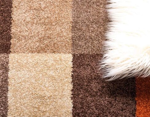 Unique Loom Autumn Collection Modern Contemporary Casual Abstract Area Rug (Multi/ Beige Checkered, 8 ft 0 x 8 ft 0 Round) in Saudi Arabia