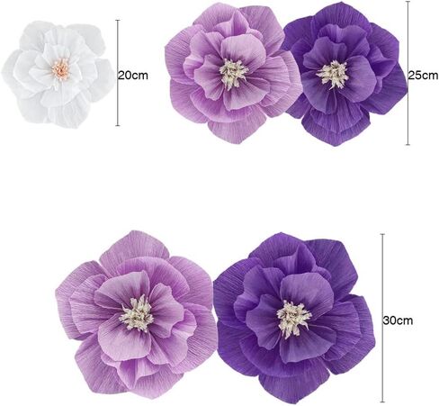 LOLPI Paper Flowers Set,Reusable Foldable DIY Wall Flowers with Artificial Leaf and Butterfly Decorations for Wedding and Event Party (Pink White) in Saudi Arabia