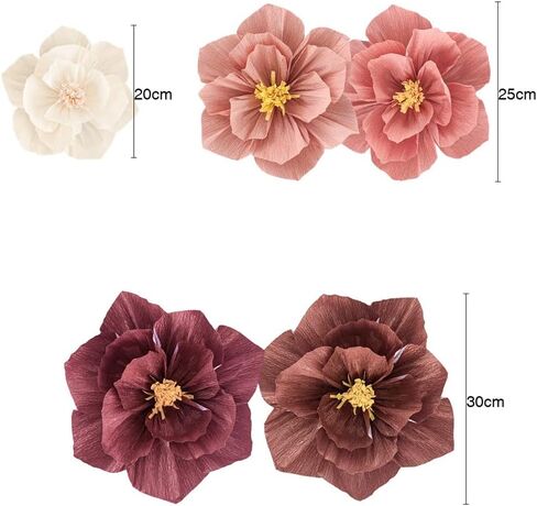 LOLPI Paper Flowers Set,Reusable Foldable DIY Wall Flowers with Artificial Leaf and Butterfly Decorations for Wedding and Event Party (Pink White) in Saudi Arabia