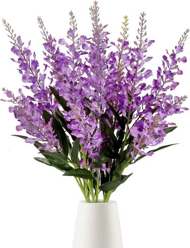 Artificial Lavender Flowers,8PCS Blue Artificial Flowers 29.3in Silk Flowers Faux Lavender Stems for Wedding Party Home Kitchen Table Decor(Blue) in Saudi Arabia