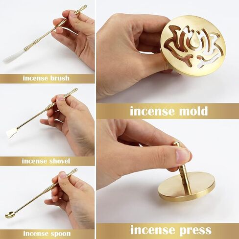 5 قطع من النحاس لصنع البخور، مجموعة أدوات البخور، مجموعة أدوات البخور DIY، قالب البخور، ملعقة البخور، فرشاة مجرفة لليوجا والتأمل in Kuwait