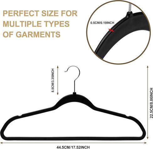Quality Hangers 50 Pack Slim Plastic Hangers for Clothes - Heavy Duty Non-Velvet Black Hangers with 360° Swivel Chrome Hook & Non Slip Notches - Ideal for Dresses Coats Shirts Jackets & More - Black in Saudi Arabia