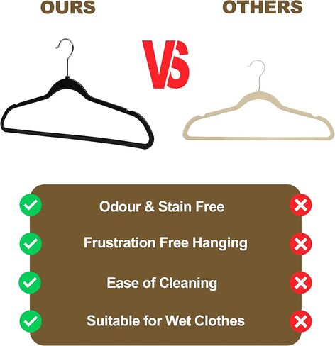Quality Hangers 50 Pack Slim Plastic Hangers for Clothes - Heavy Duty Non-Velvet Black Hangers with 360° Swivel Chrome Hook & Non Slip Notches - Ideal for Dresses Coats Shirts Jackets & More - Black in Saudi Arabia