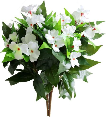 2PCS Artificial Flowers Impatiens Bushes Silk Flower Greenery Indoor Garden Light Office Wedding Decor (Pink) in Saudi Arabia