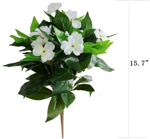 2PCS Artificial Flowers Impatiens Bushes Silk Flower Greenery Indoor Garden Light Office Wedding Decor (Pink) in Saudi Arabia