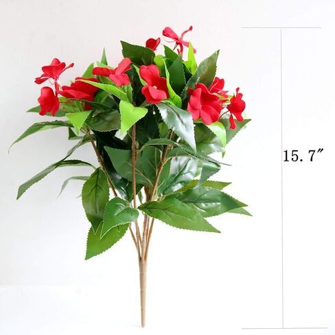 2PCS Artificial Flowers Impatiens Bushes Silk Flower Greenery Indoor Garden Light Office Wedding Decor (Pink) in Saudi Arabia