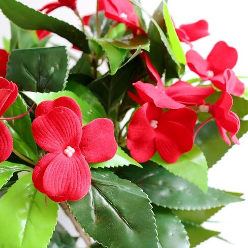 2PCS Artificial Flowers Impatiens Bushes Silk Flower Greenery Indoor Garden Light Office Wedding Decor (Pink) in Saudi Arabia