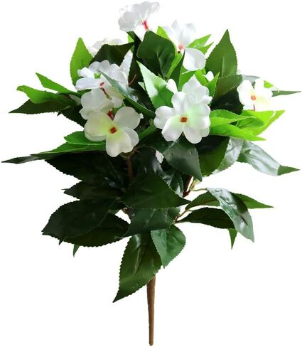 2PCS Artificial Flowers Impatiens Bushes Silk Flower Greenery Indoor Garden Light Office Wedding Decor (Pink) in Saudi Arabia