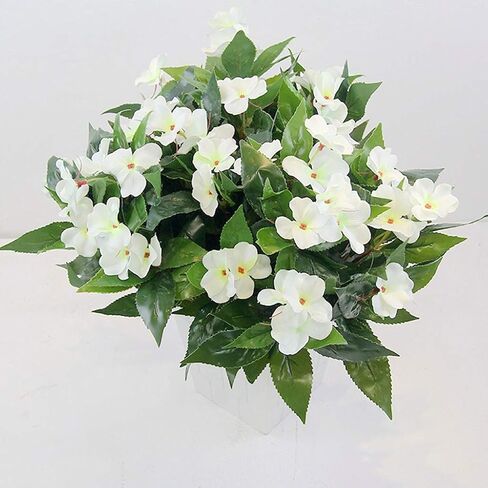 2PCS Artificial Flowers Impatiens Bushes Silk Flower Greenery Indoor Garden Light Office Wedding Decor (Pink) in Saudi Arabia