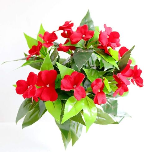 2PCS Artificial Flowers Impatiens Bushes Silk Flower Greenery Indoor Garden Light Office Wedding Decor (Pink) in Saudi Arabia